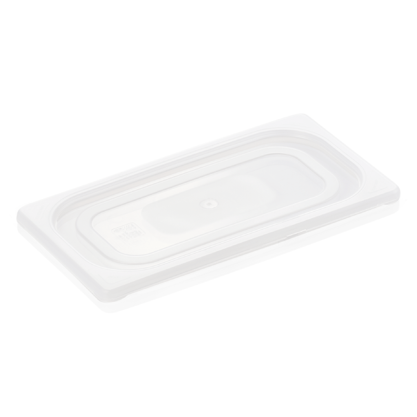Rechteckiger transparenter Kunststoffdeckel.