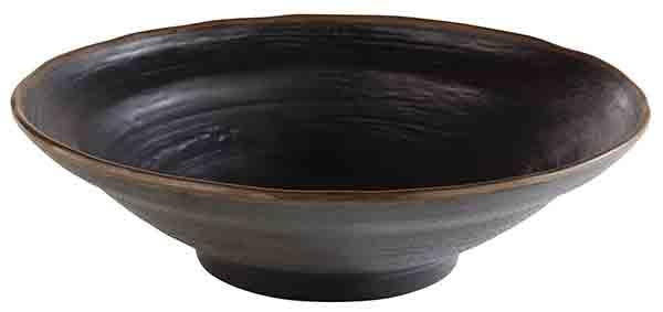 Schwarze Schale mit breitem Rand.