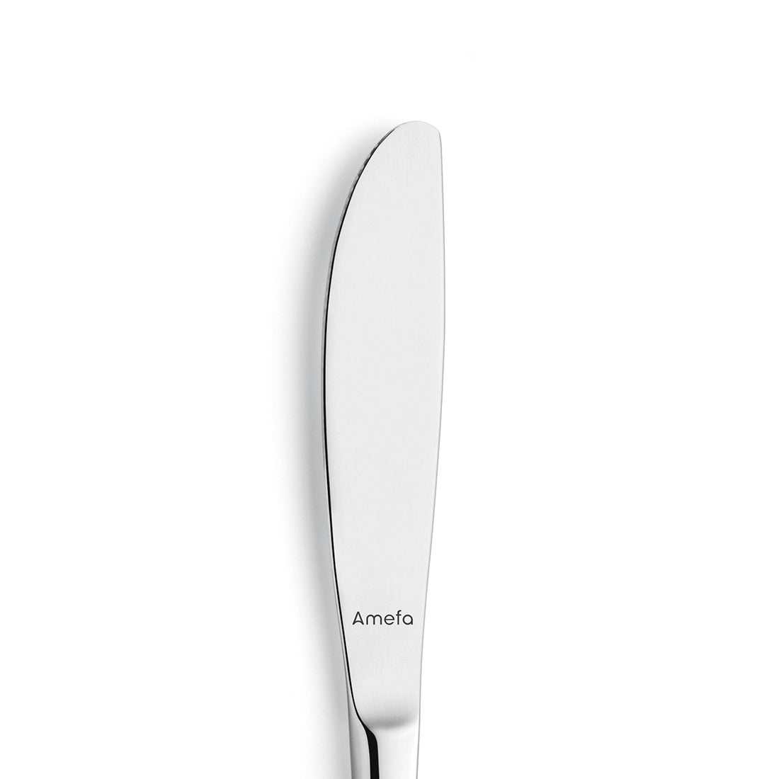 Silbernes Messer mit glattem Griff, Amefa-Logo.