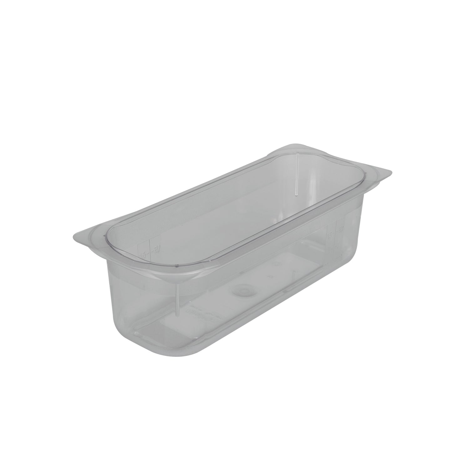 Transparente GN-Behälter aus Kunststoff.
