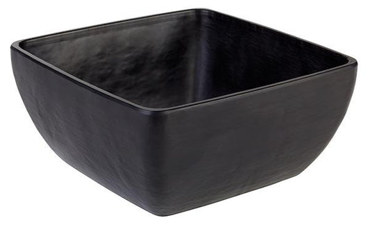 Schwarze quadratische Schüssel aus Melamin.