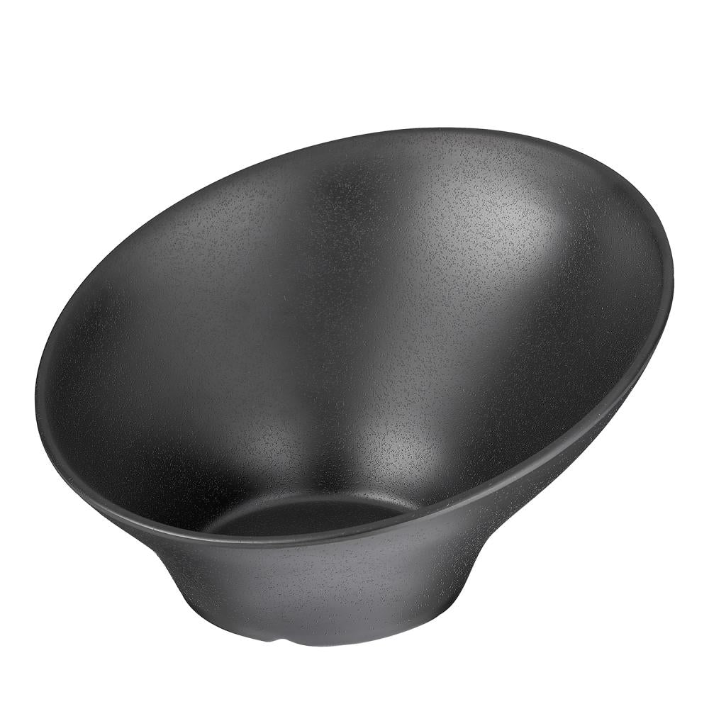 Schwarze, ovale Schale aus Melamin.