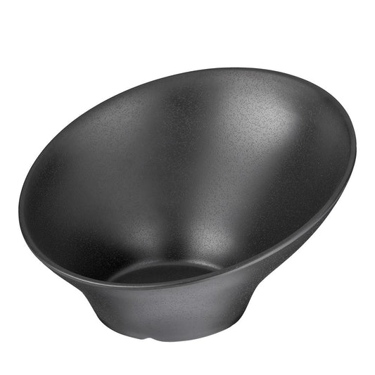 Schwarze, ovale Schale aus Melamin.