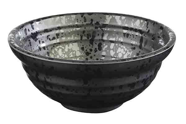 Schwarze, gesprenkelte Schüssel aus Melamin.