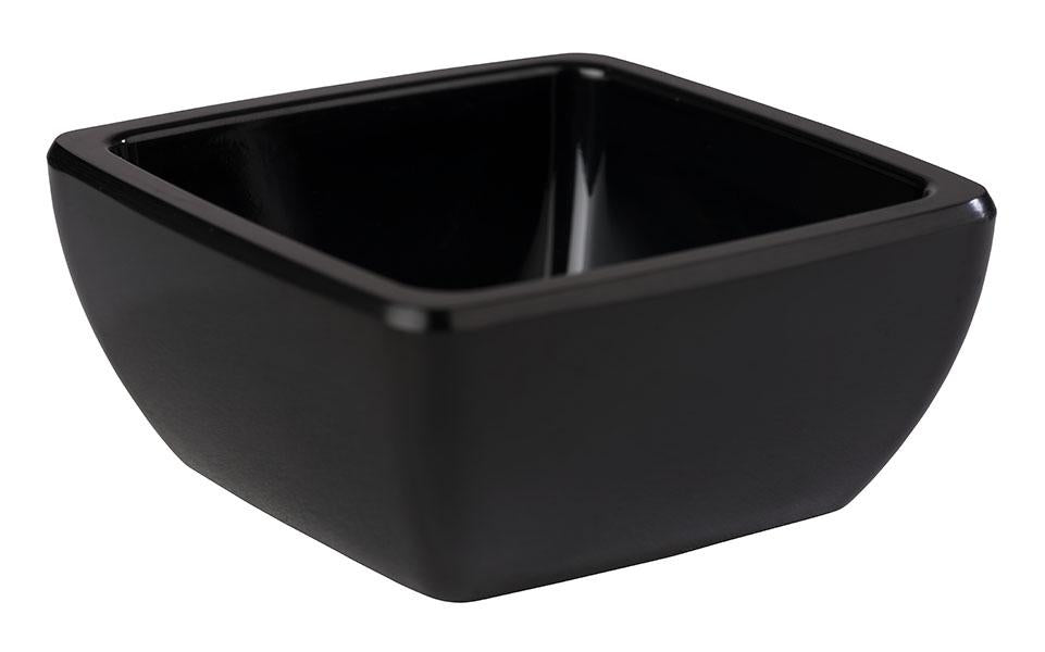 Schwarze quadratische Schale aus Melamin.