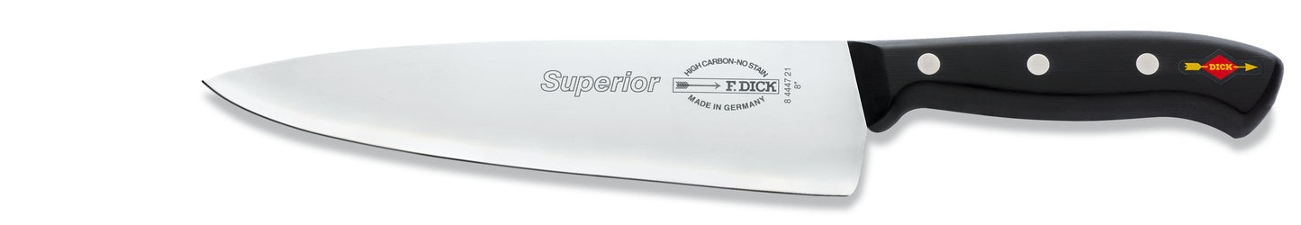 Kochmesser mit schwarzem Griff.