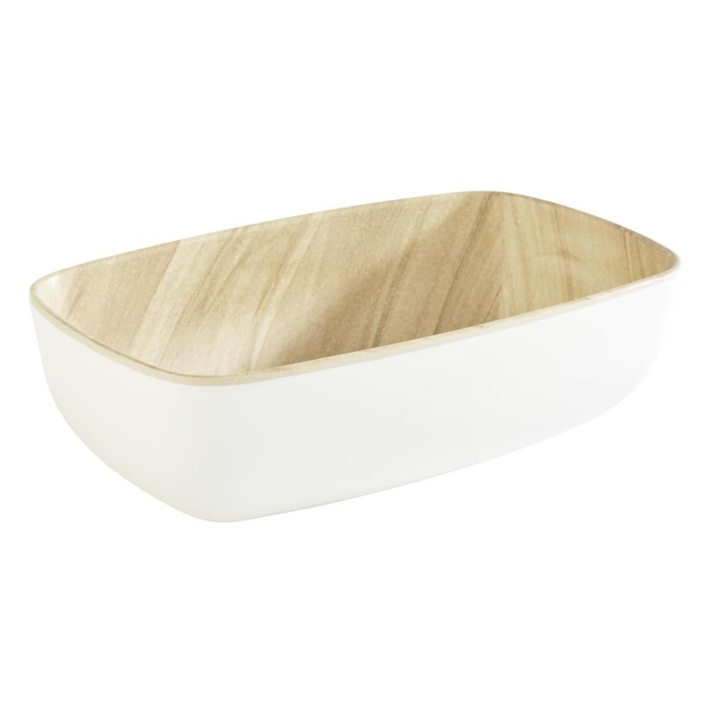 Weiße Schale mit Holzoptik.