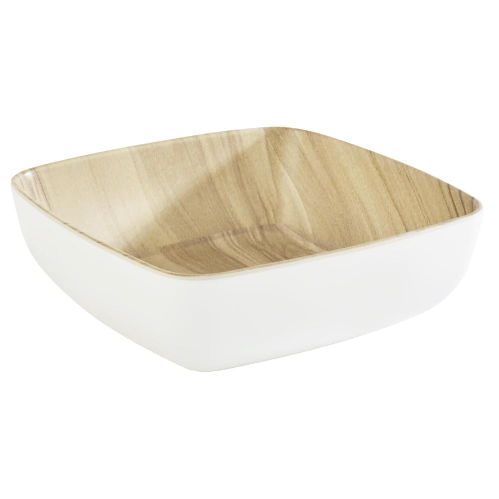 Quadratische Schüssel mit Holzoptik.