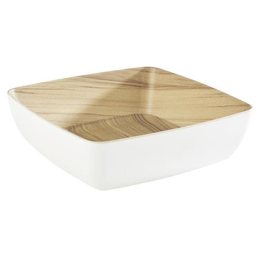 Quadratische Schale mit Holzoptik.