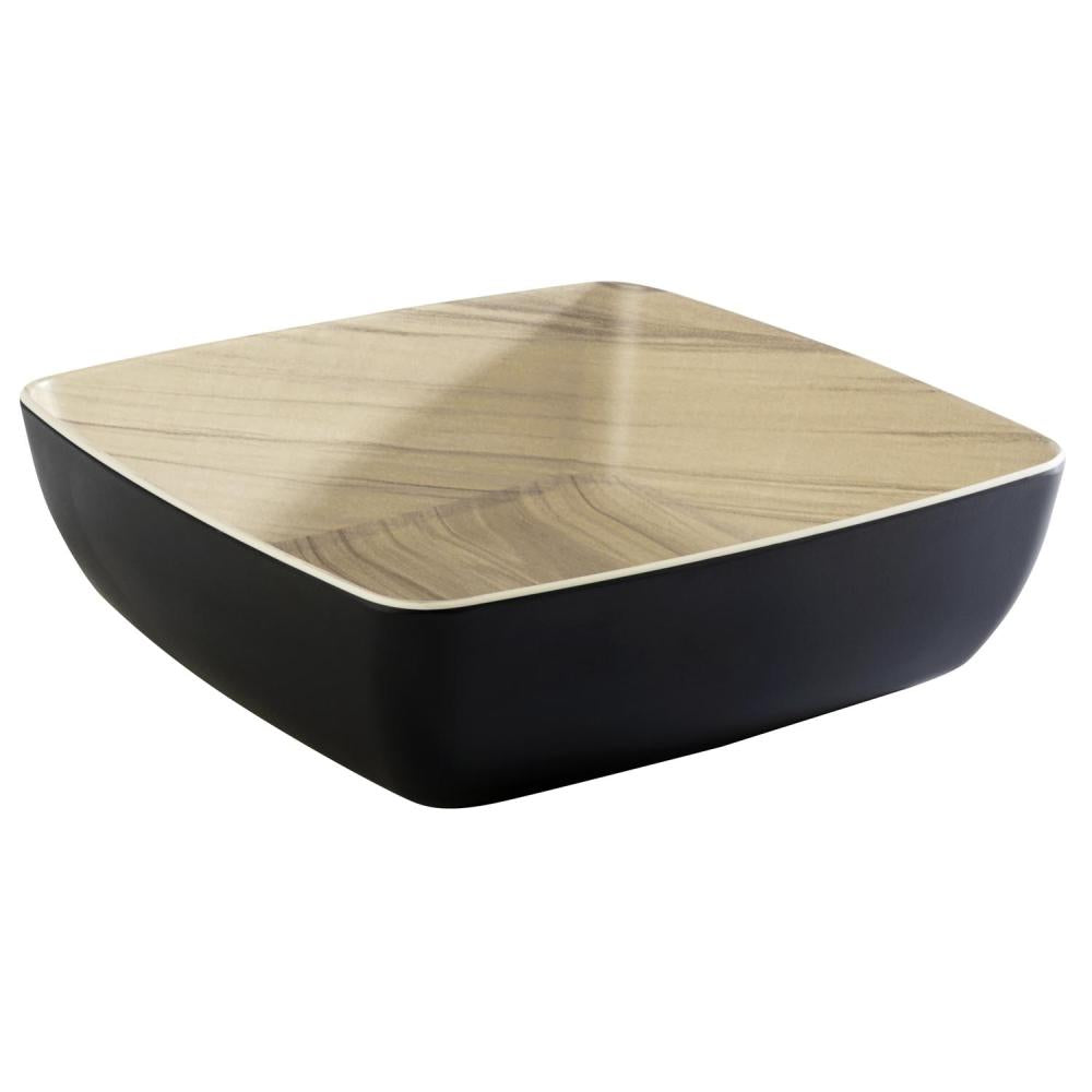 Quadratische Schale mit Holzoptik.