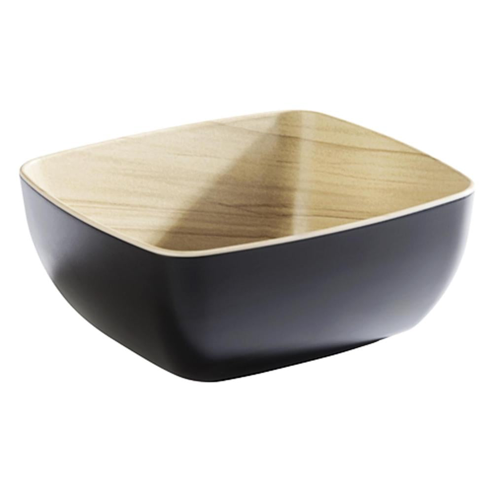 Quadratische Schüssel, schwarz-beige, Melamin.