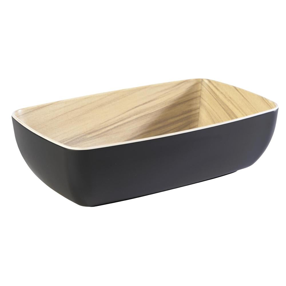 Rechteckige Schale, Holzoptik, schwarz.