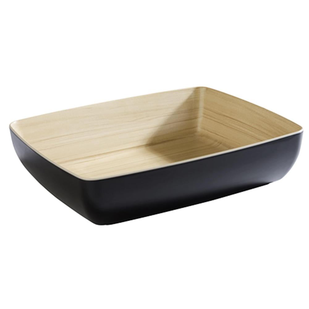 Rechteckige Schale, schwarz-beige.