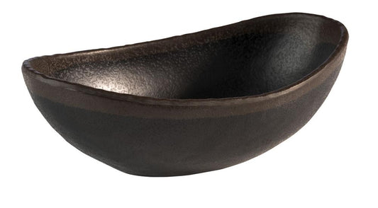 Schwarze, ovale Schale aus Melamin.