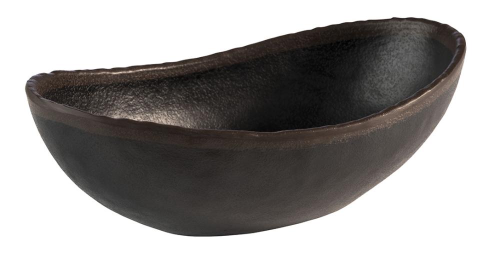 Schwarze, ovale Schale aus Melamin.