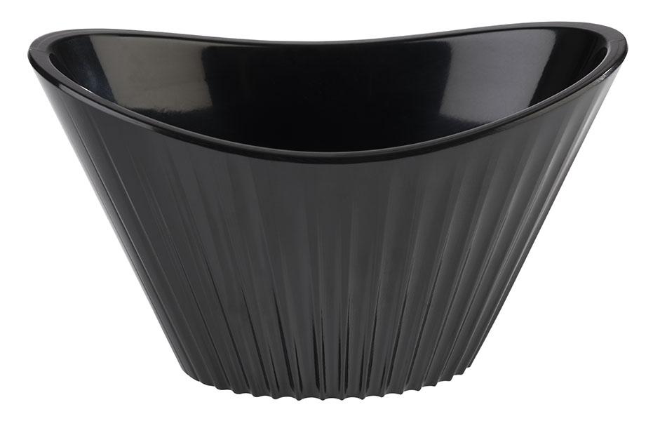 Schwarze Schale mit Rillenstruktur.