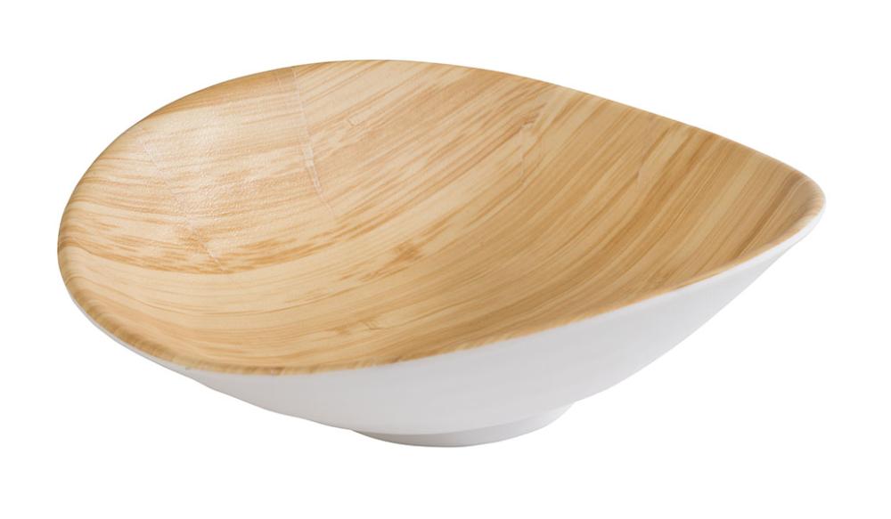 Holzoptik-Schale, asymmetrisches Design.