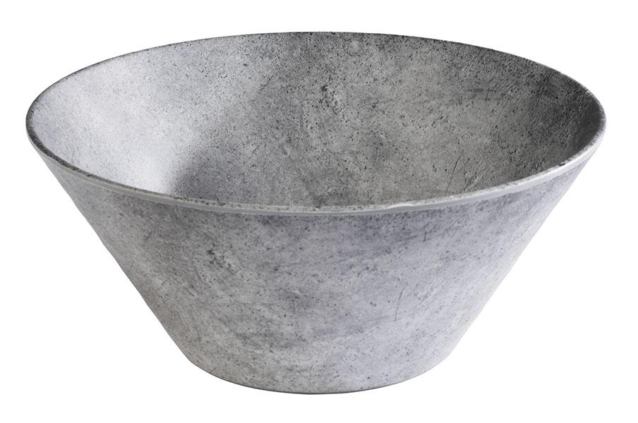 Graue, konische Schale aus Melamin.
