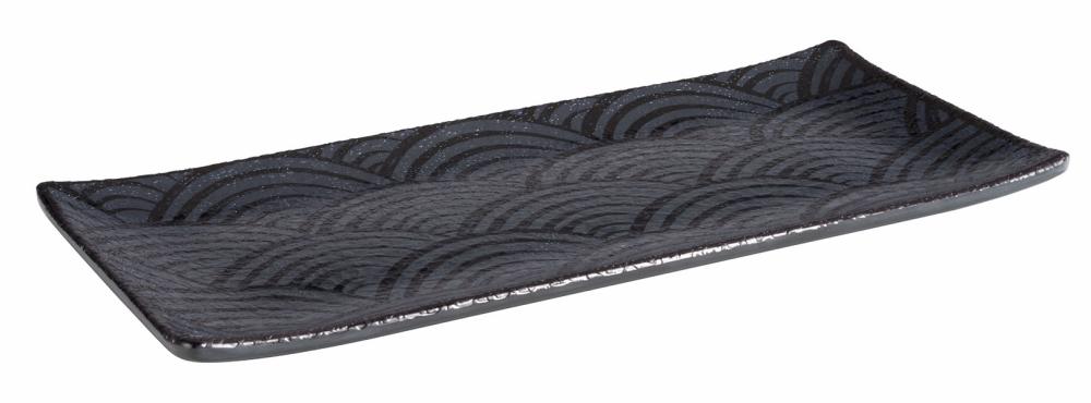 Schwarze Servierplatte mit Muster