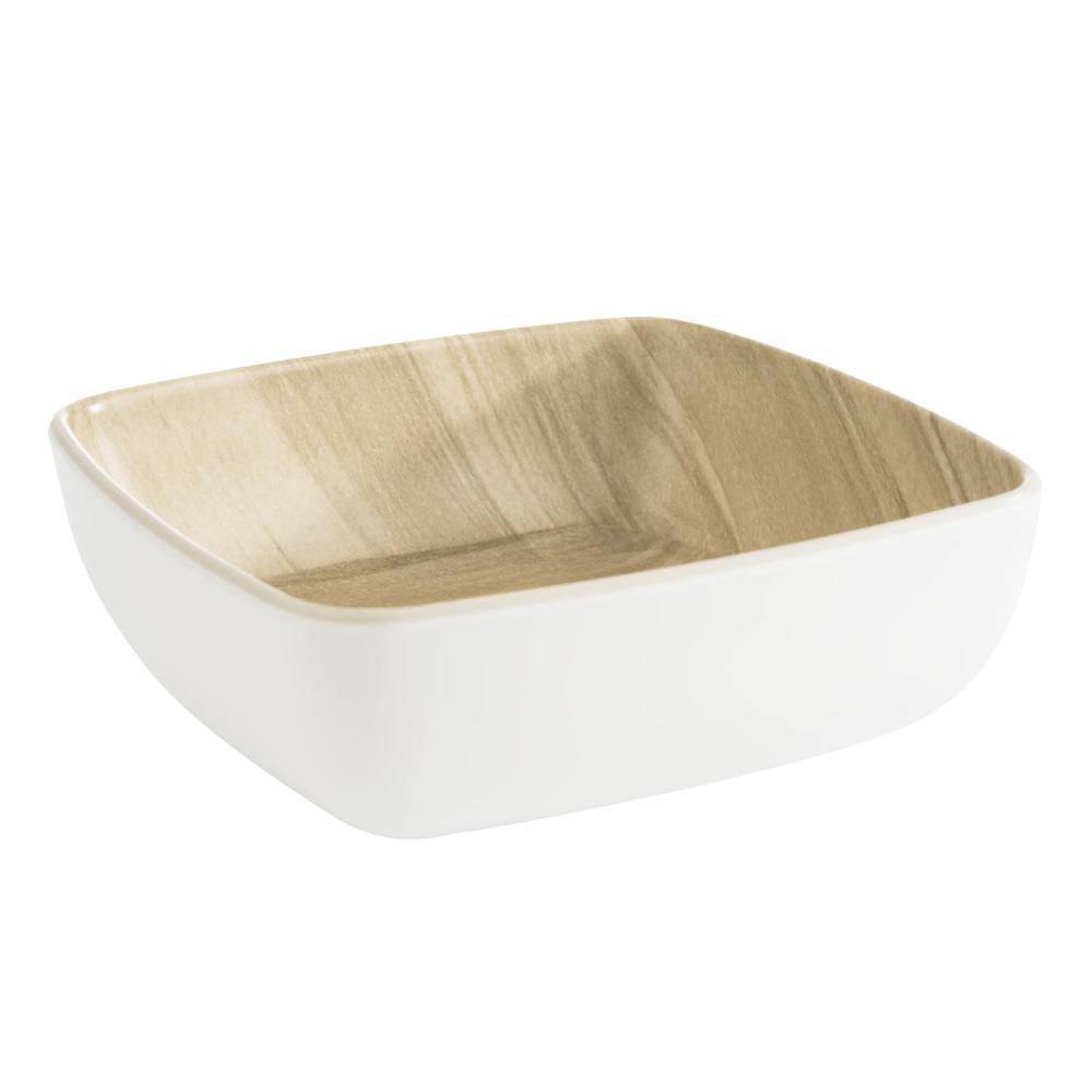 Quadratische Schale, weiß-beige, leer.