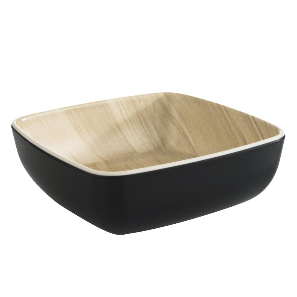 Quadratische Schale, schwarz-beige, Keramik.