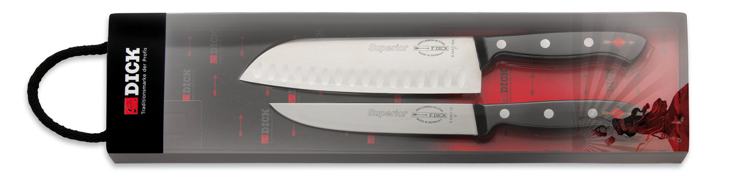 Zwei Küchenmesser in Verpackung.