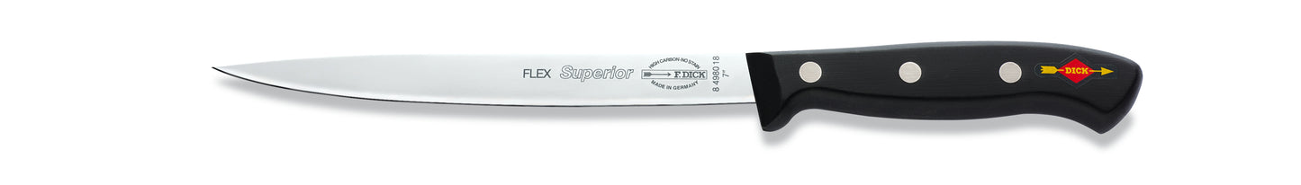 Schwarzes Küchenmesser mit Logo.