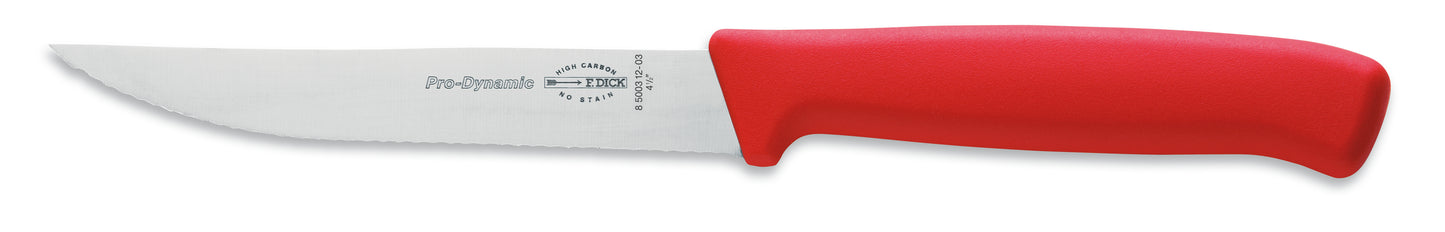 Rotes Messer mit Wellenschliff.