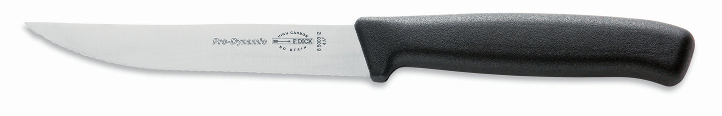 Gezacktes Messer mit schwarzem Griff.