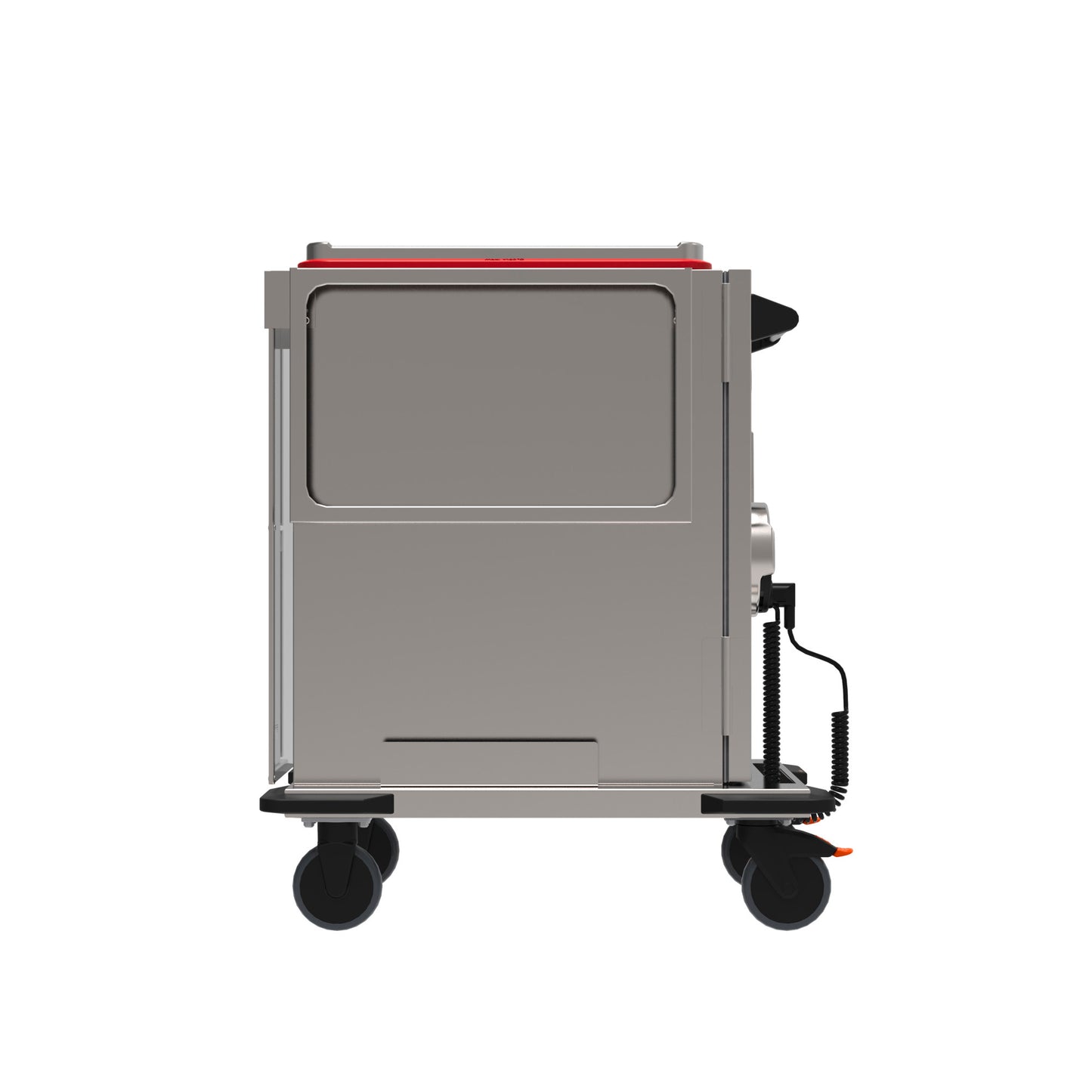 Mobiler Edelstahl-Transportbehälter mit Rollen.