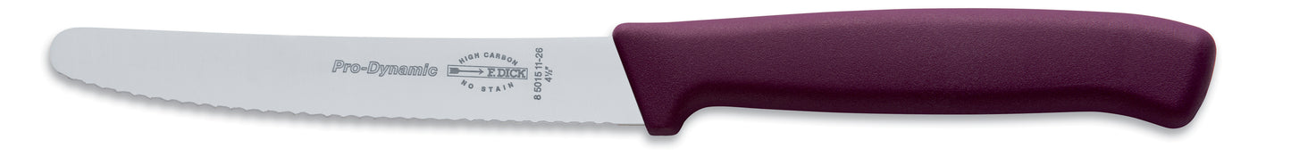 Lila Griff, gezacktes Messer.