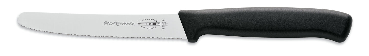 Gezacktes Messer mit schwarzem Griff.