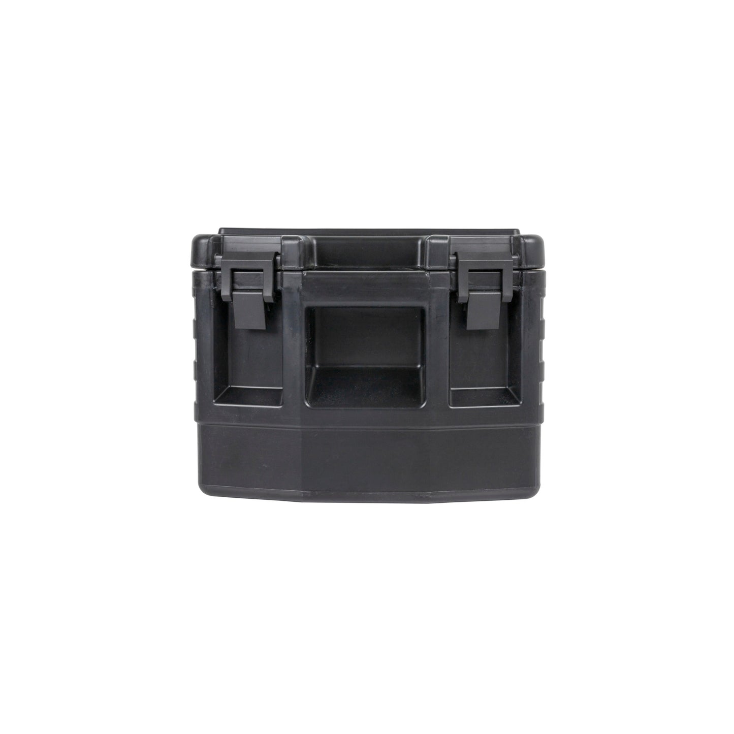 Schwarze Thermobox mit Deckel.