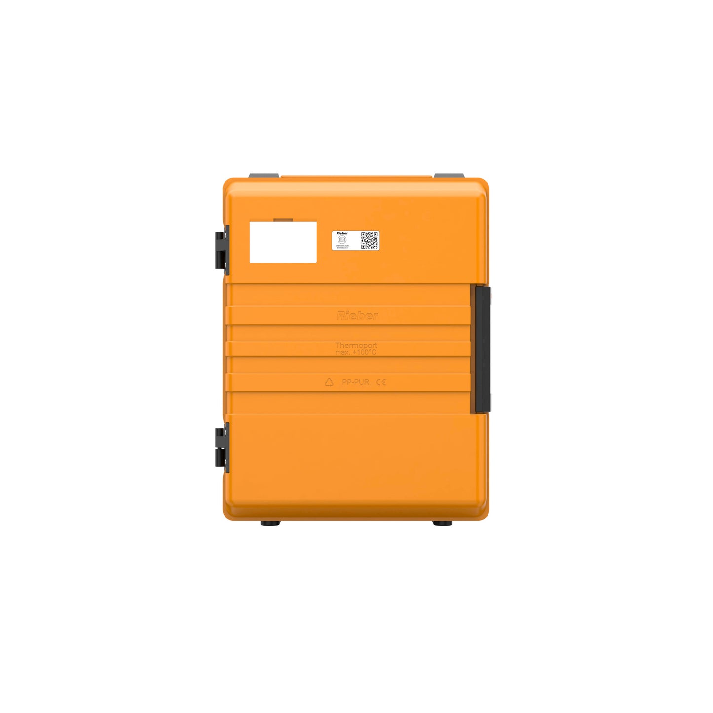 Orange Thermobox mit Griffen.