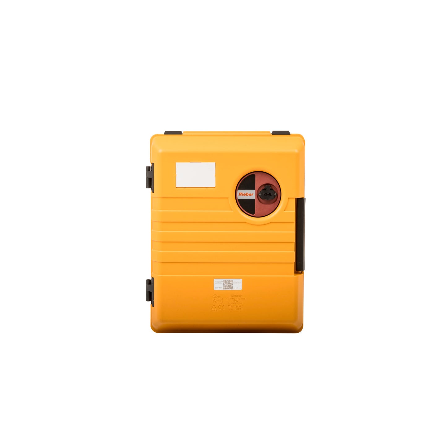 Orange Thermobox mit Tragegriff.