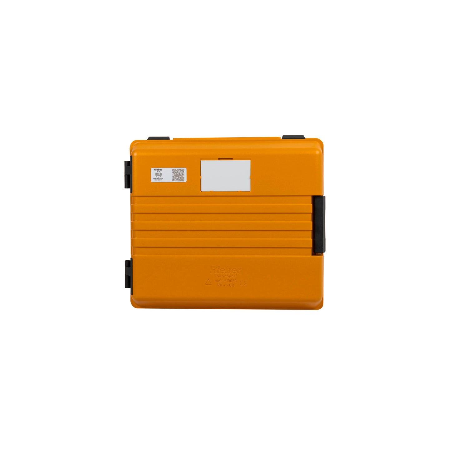 Orange Thermobox mit Tragegriff.