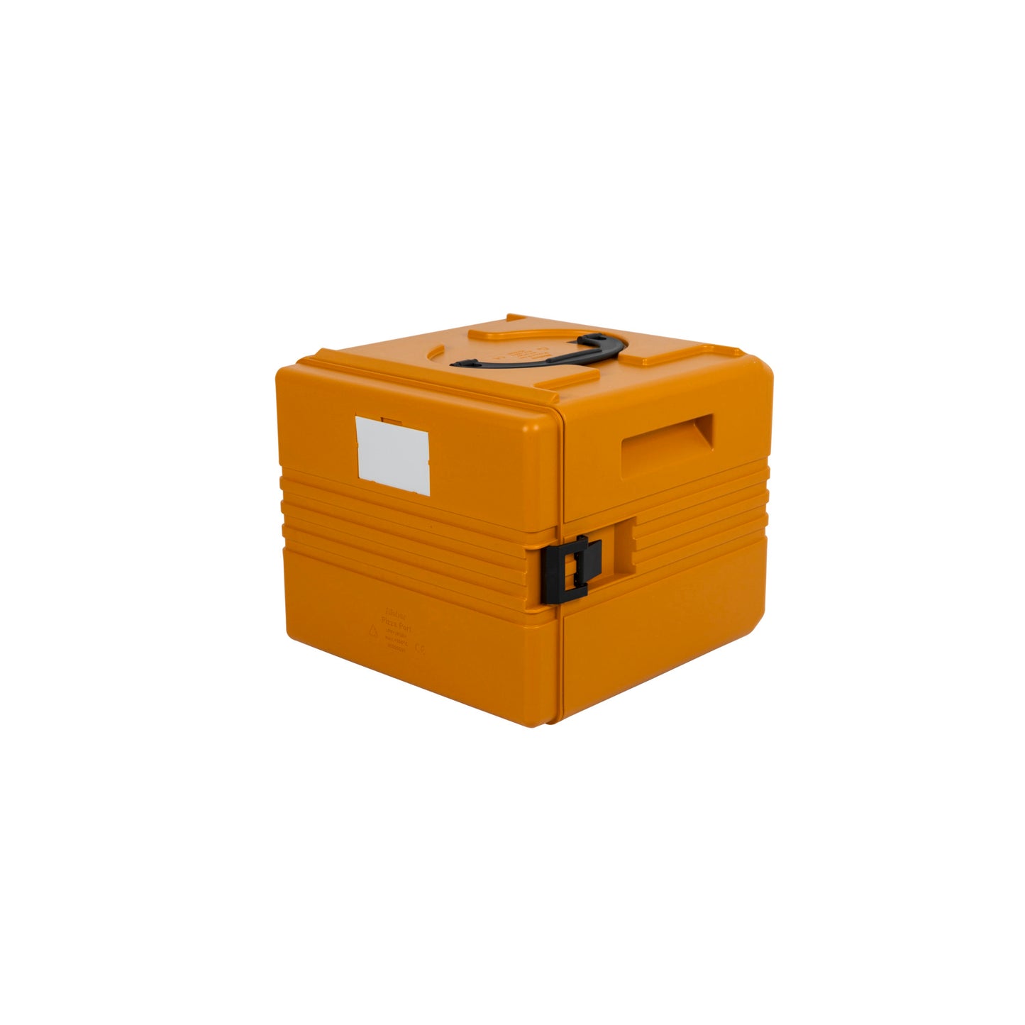 Orange Thermobox mit Verschluss.