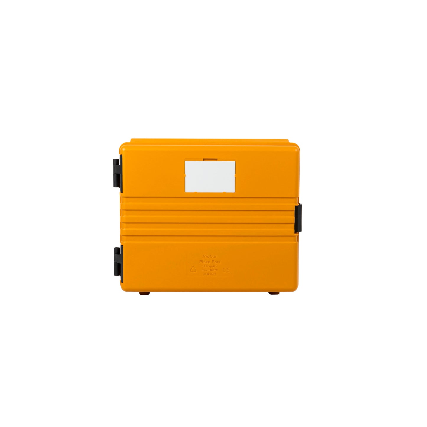 Orange Thermobox mit Verschluss.