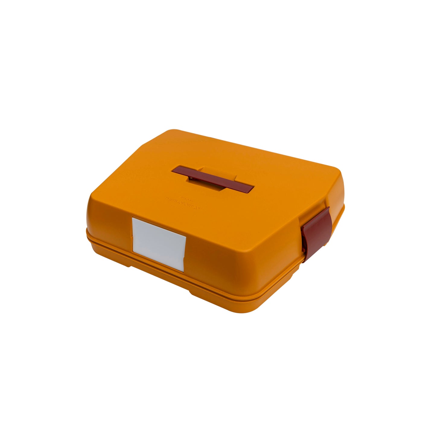 Orange Transportbox mit Griff.