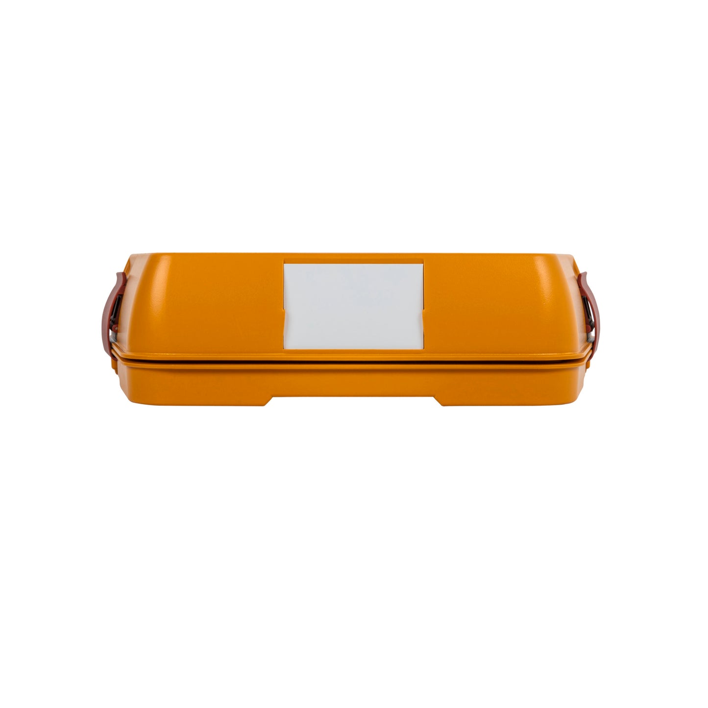 Orange Transportbox mit Griff.