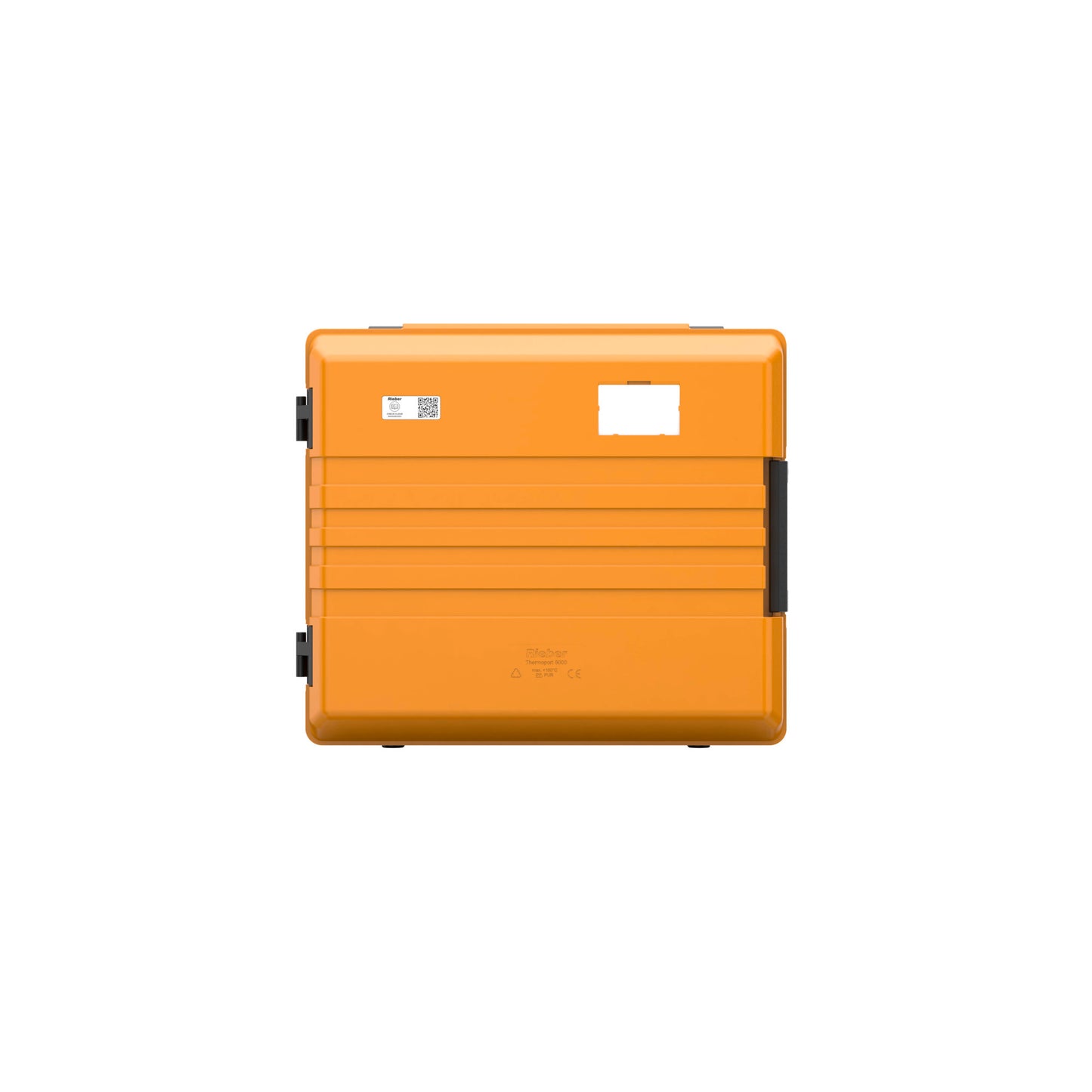 Orange Thermobox mit Griffen.