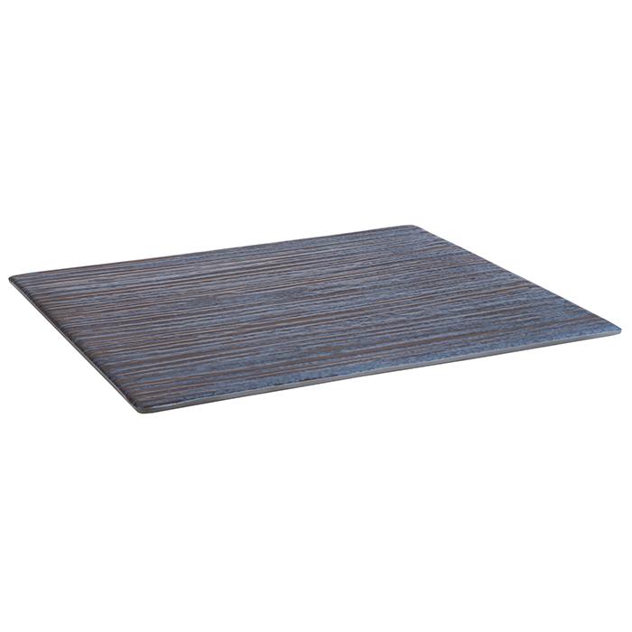 Rechteckiges Tablett mit Holzoptik.