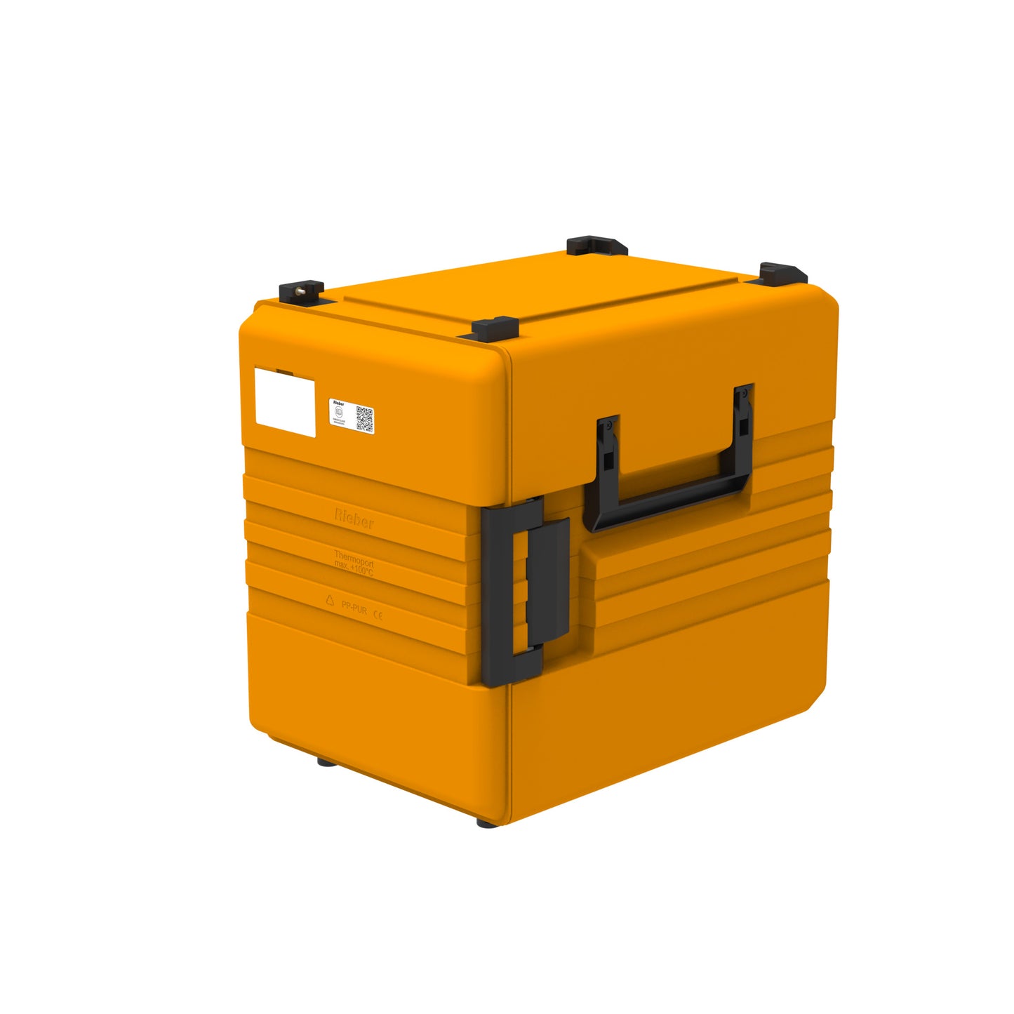 Zwei gestapelte gelbe Transportboxen.