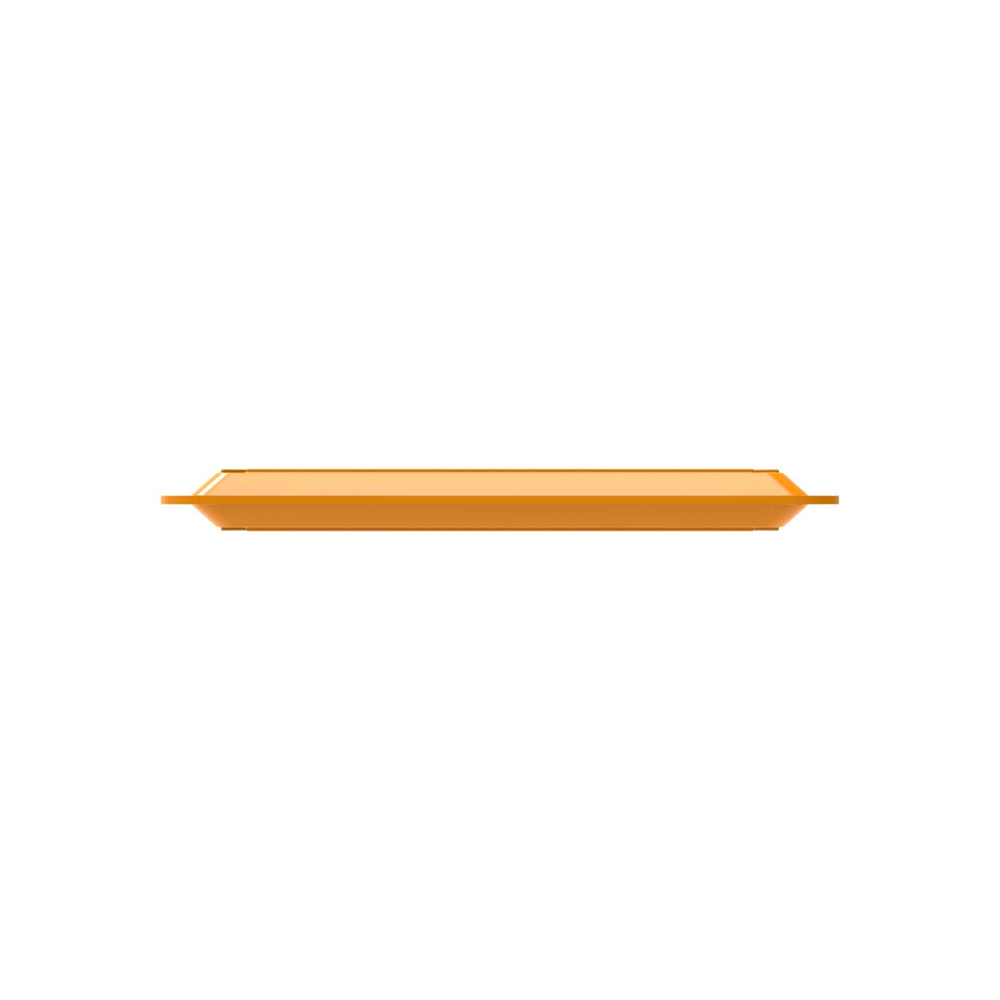 Orange Tablett, rechteckig, flach.