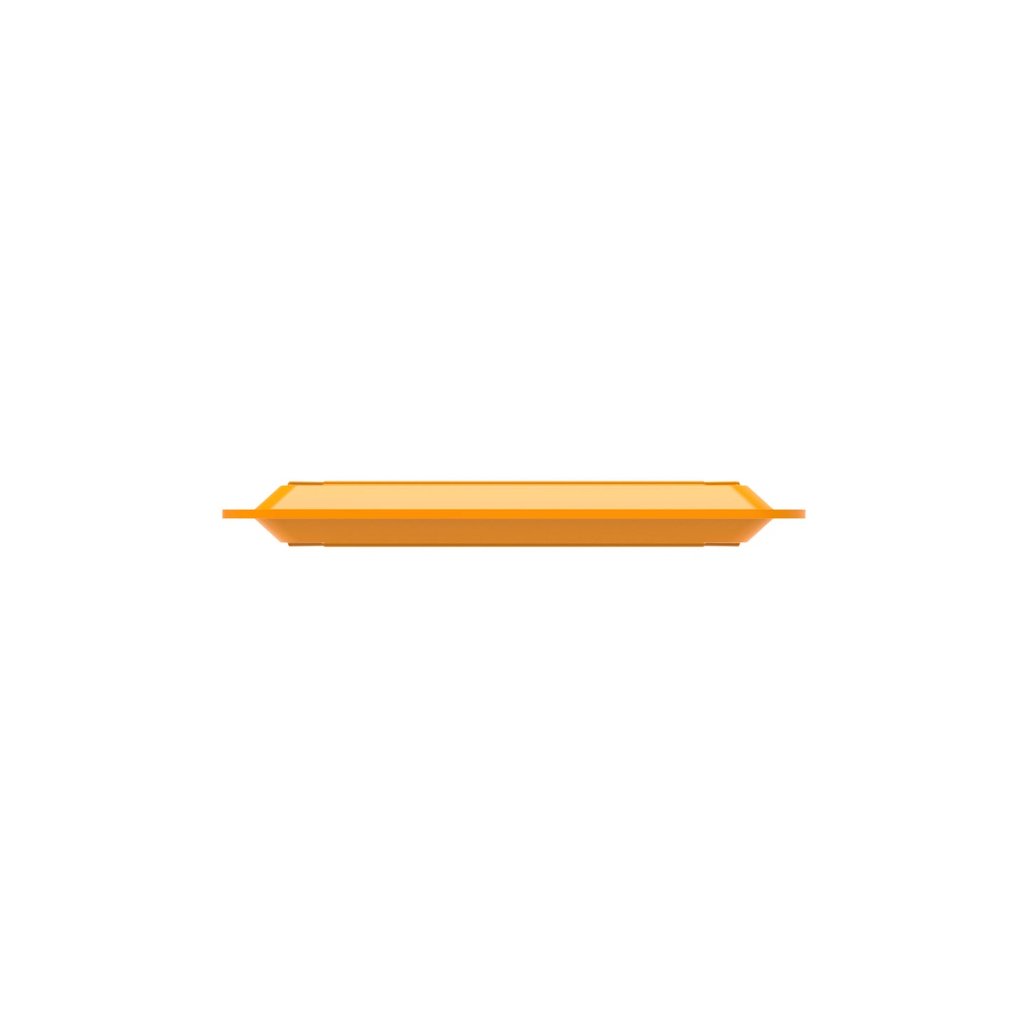 Orange Tablett, rechteckig, flach.