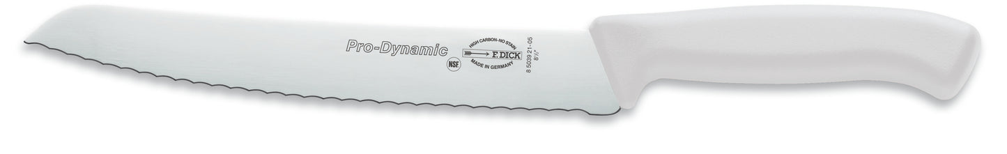Wellenschliffmesser mit weißem Griff.