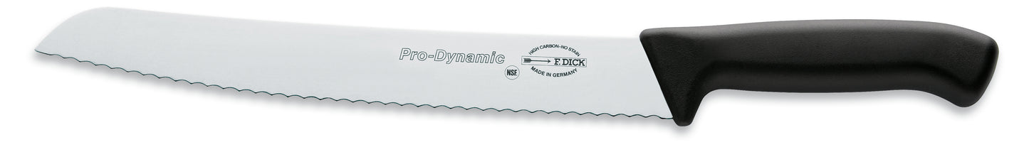 Gezacktes Messer mit schwarzem Griff.