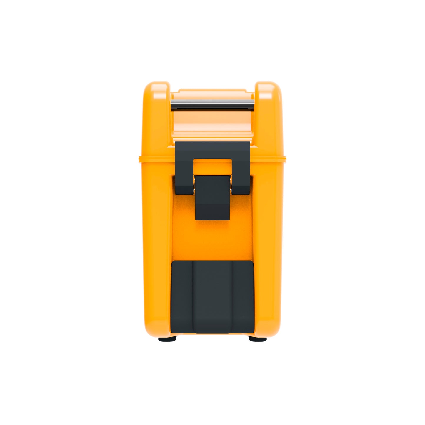 Orange Transportbox mit Griff.