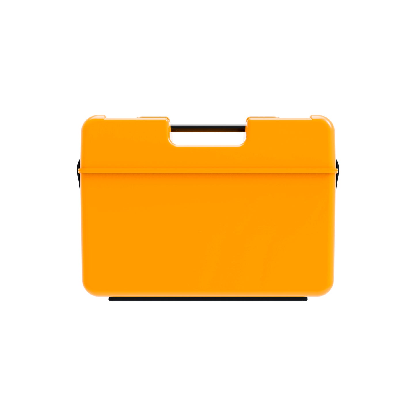 Orange Transportbox mit Griff.