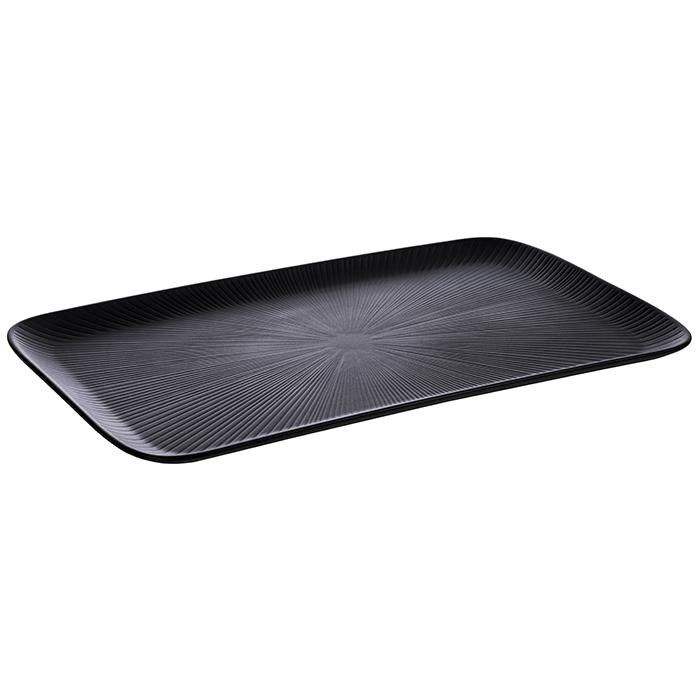 Schwarze Servierplatte, rechteckig, modern